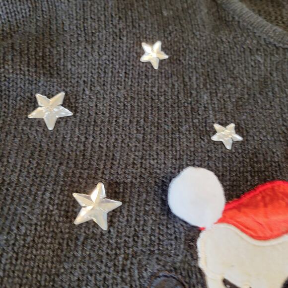 2X Holiday Sweater Teddy Bear Panda Embroidered Christmas Work in Progress 1980 - Picture 8 of 16